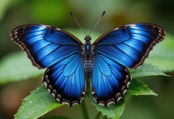 Obraz premium A blue tiger butterfly resting on a flower