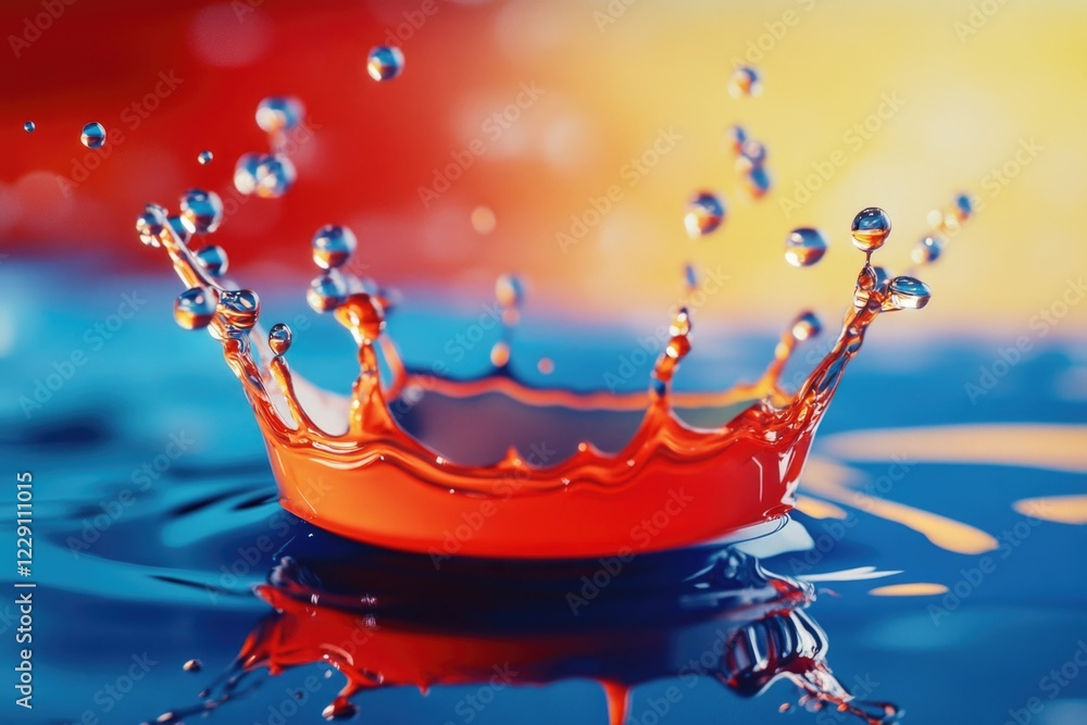 Poster a water-based structure forms a crown shape on a calm blue surface