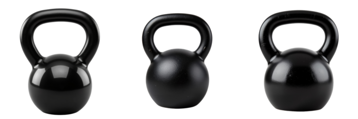Black Kettlebells Displayed in Sharp Focus for Fitness Training