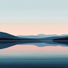 Fototapeta premium Serene Lakeside Sunrise Reflection Landscape Art
