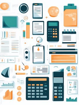 Payroll System Illustrations, vibrant flat vector art depicting various payroll processes, employee management, and financial transactions, engaging design