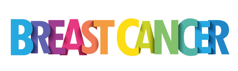 BREAST CANCER colorful vector typography banner