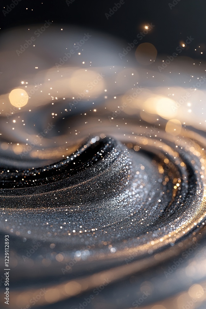 Poster a captivating swirl features shimmering sequins capturing light in a dynamic display. the monochroma
