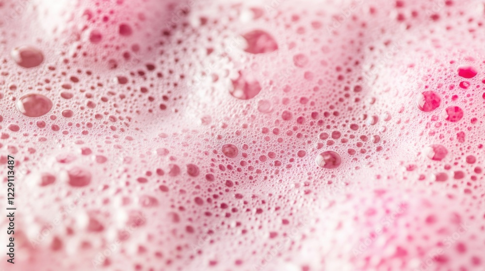 Aufkleber captivating macro view reveals a delicate arrangement of pink bubbles and foam, creating a visually 