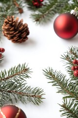 A festive Christmas table setting with decorations and pinecones