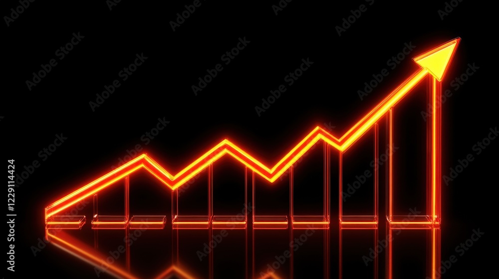Poster a glowing line graph indicating performance trends in a futuristic design.