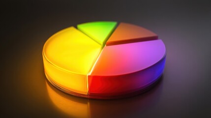 Fototapeta premium A glowing pie chart showing statistics of team collaboration and message response times.