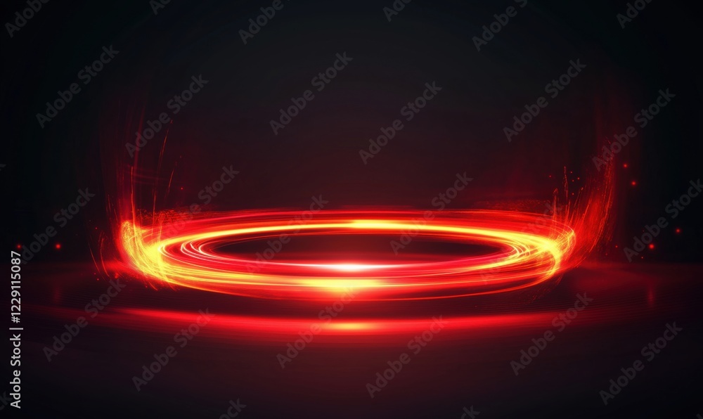 Poster vibrant red light circle with dynamic motion effects and dark background