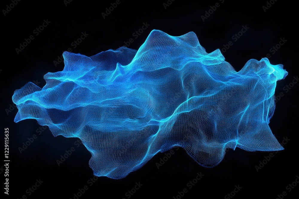 Aufkleber glowing blue mesh flows dynamically against a dark background creating an abstract visual experience