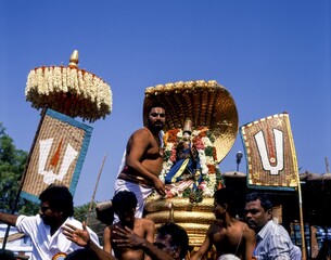 Vishnu Mounted on Sesha Vahanam, Chitra Festival, Madurai, Tamil nadu, India, Asia