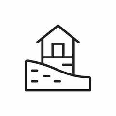 House on hill location icon vector sign