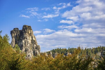 Schrammsteine around the Bastei, Elbe Sandstone Mountains, Rathen, National Park Saxon Switzerland, Saxony, Germany, Europe