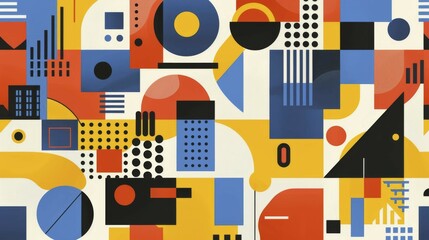 Vibrant abstract geometric pattern with a playful arrangement of shapes and colors, ai generated, AI generated