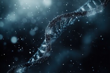 DNA strand flows through moving spots in a dynamic and vibrant background, dna strand over moving spots