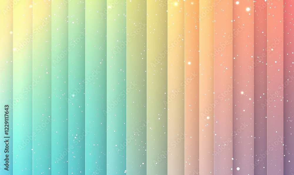 Poster colorful gradient background with vertical stripes and sparkling particles, creating a vibrant and d