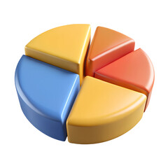3D Pie Chart Icon with Colorful Segments and Soft Glow
