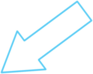 Light blue outlined arrow pointing diagonally downward to the left