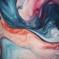 Pastel fluid art featuring pink and blue swirls with a serene atmosphere, AI generated
