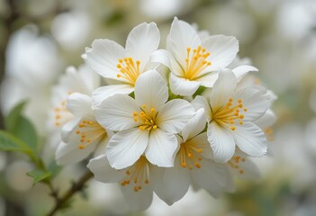 Fototapeta premium A close-up of a bunch of orange tree flowers with a white background