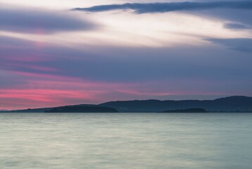 Sunset at Lago Trasimeno, Lake Trasimeno, Umbria, Italy, Europe