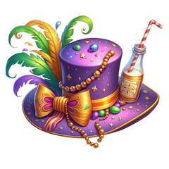 Mardi Gras Hat Clipart Vector Illustration &ndash; Festive Carnival Jester Hat