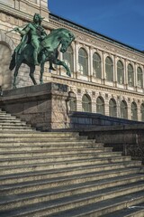 Equestrian statue, Academy of Fine Arts, Munich, Bavaria, Germany, Europe