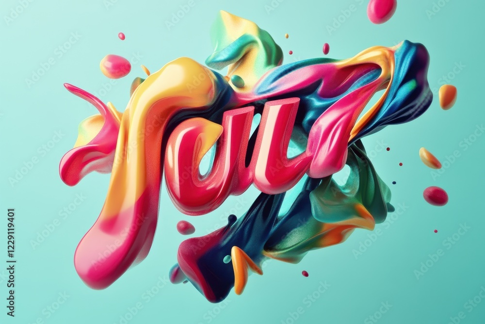 Poster Vibrant abstract composition with dynamic fight text over flowing colorful shapes, fight text over moving colourful shapes