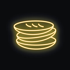 Vibrant neon sign depicting a stack of juicy, grilled burger patties, emitting a warm, inviting glow