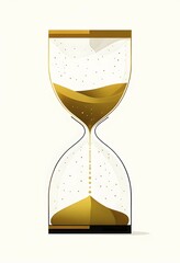 Minimalist hourglass illustration with abstract golden sand falling slowly, representing the countdown to the New Year in a clean, symbolic way, AI generated