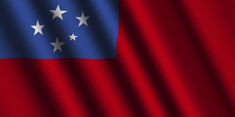 The Samoa flag flying in the wind