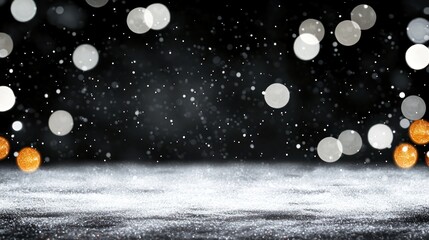 Fototapeta premium Winter Snow Background with Lights