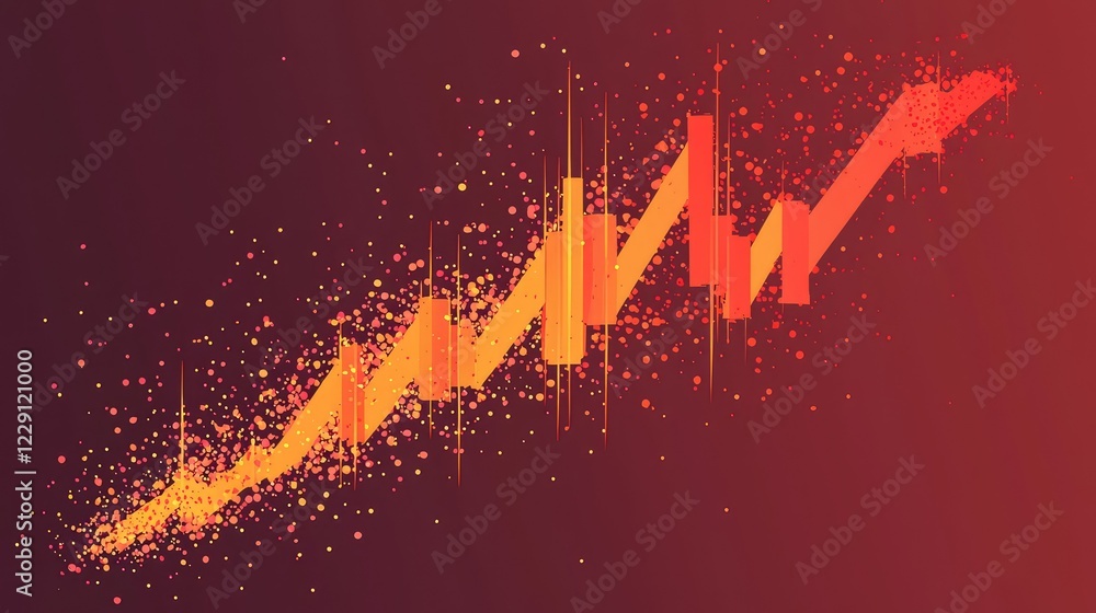 Poster abstract colorful chart with sparkles representing growth and success