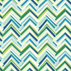 A detailed geometric design showcasing zigzag lines in blue and green tones, reflecting cultural heritage, cultural patterns for modern packaging