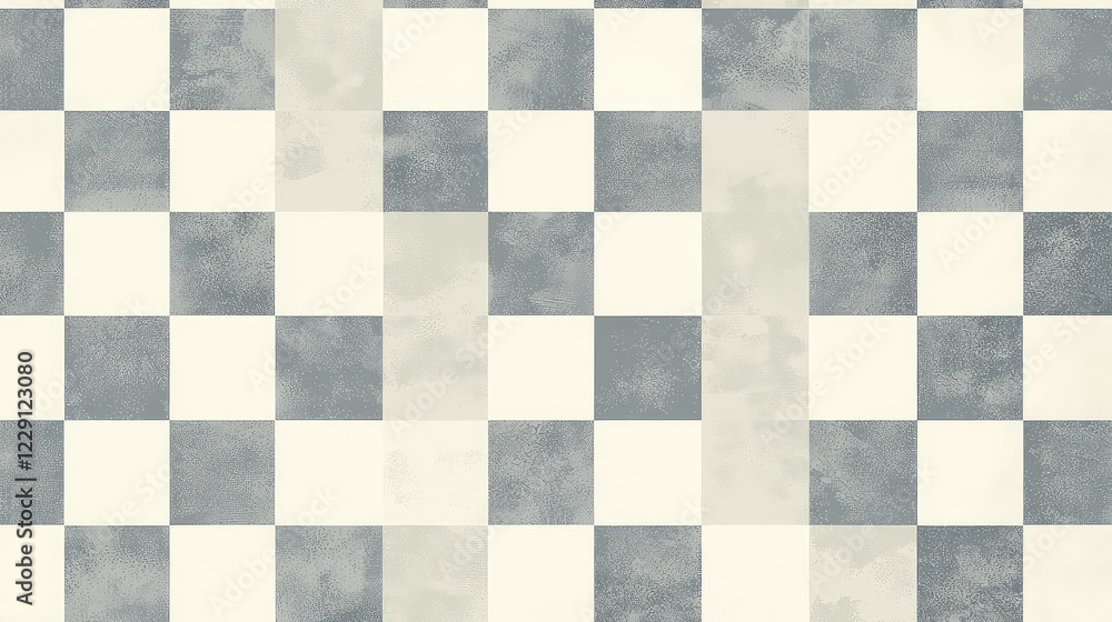 Poster Textured Checkerboard Pattern in Soft Gray and Cream Tones