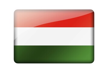 The Hungarian flag. Rectangular glossy icon. Isolated on white background