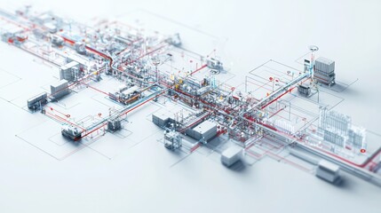 Detailed Industrial Pipeline Network Infographic with Modern Design