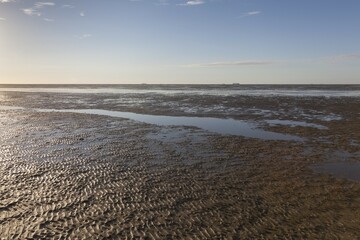 Evening mood in the Lower Saxon Wadden Sea National Park at low tide, Lower Saxony, Germany, Europe