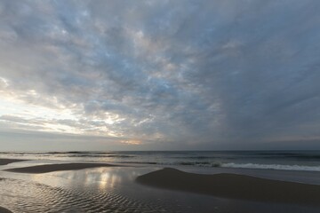 Obraz premium Evening atmosphere at the North Sea coast, Sylt, North Frisian Island, North Frisia, Schleswig-Holstein, Germany, Europe