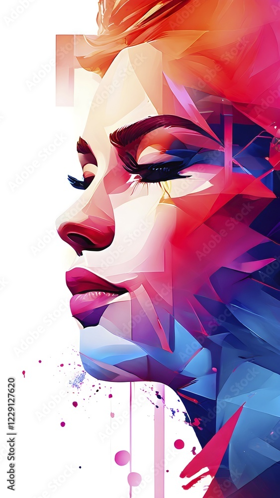 Poster ai generated abstract portrait in vector art foundation watercolor textures with overlapping photogr