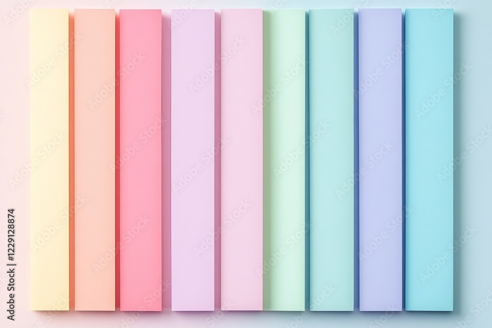 Poster vertical panels in pastel colors form a minimalistic abstract background with a soft gradient light 