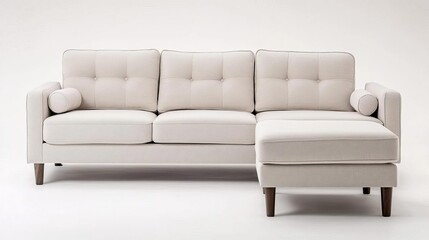 Low-back sectional sofa with matching ottoman in neutral tones