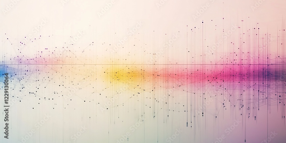 Aufkleber abstract digital network with colorful lines and dots illustrating modern connectivity