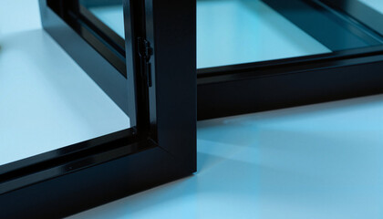 Obraz premium Sleek black frame corners in modern office, minimalistic design
