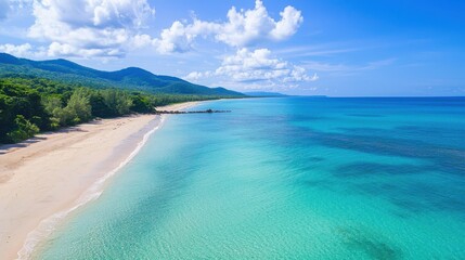 Obraz premium Breathtaking seaside view tropical beach landscape coastal paradise aerial perspective nature serenity for relaxation