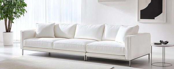 Low-profile sectional sofa with sharp, minimalist lines