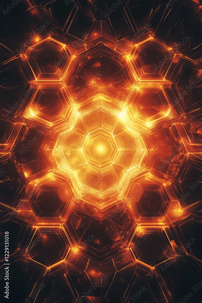Poster a close up of a yellow and orange object with a dark background