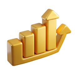3D Golden Bar Chart Icon - Business Analytics