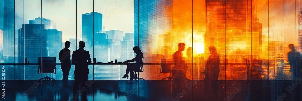 Poster the corporate dilemma explores the contrast between calmness and chaos in dynamic business environme
