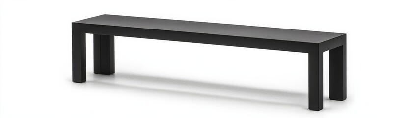 Minimalist black steel outdoor bench with clean rectangular edges