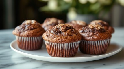 Freshly baked muffins on a table, perfect for breakfast or snack